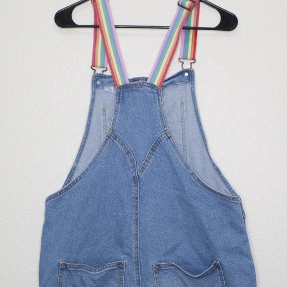 Target pride shortalls sz medium adult rainbow light wash pre-owned - Picture 12 of 13